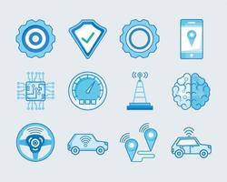 Transportation and vehicle icon collection vector