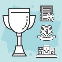 Winner cup with icon set vector