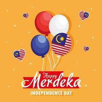 feliz independencia merdeka con globos vector