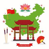 map china and icons vector