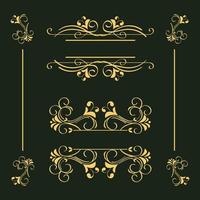 yellow ornaments icon set vector