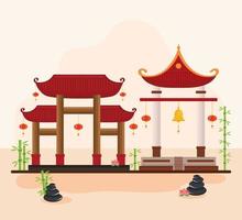 escena de puertas de china vector