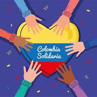 hand with colombian heart vector