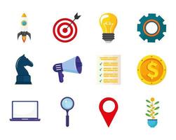 twelve start up icons vector