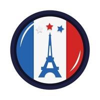 Paris eiffel tower inside button vector