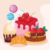 sweet pastry products vector