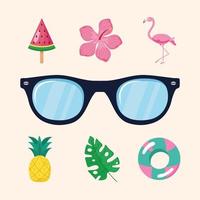 siete iconos de verano vector