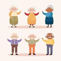 six old persons vector