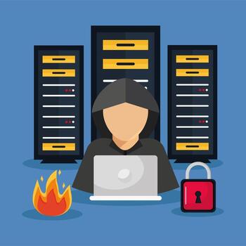 hacker and cyber security icons vector