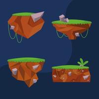 cuatro iconos de videojuegos forestales vector
