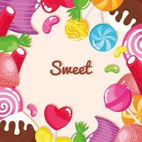 sweet candies frame vector