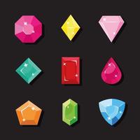 set of icons with fantasy crystals vector