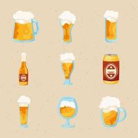 grupo de iconos de cerveza vector