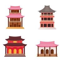 cuatro iconos de arquitectura asiática vector