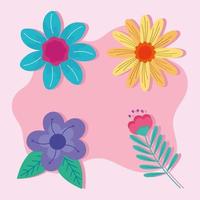 four flowers garden vector