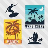 four surf patches vector