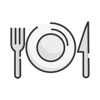 kitchen plate with cutlery vector