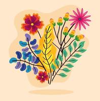 bouquet of flowers and leaves vector