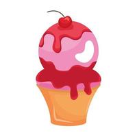 ice cream in cone with caramel vector