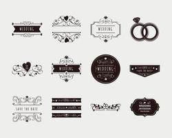 Wedding banners icon set vector