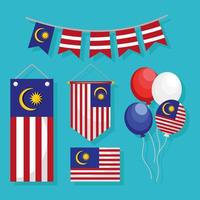 Malaysian flags icon set vector