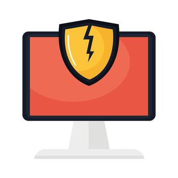 escritorio con escudo vector