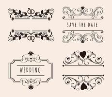 Wedding banners icon group vector