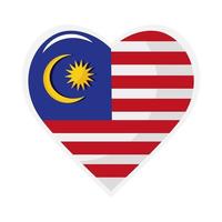 corazón de la bandera de malasia vector