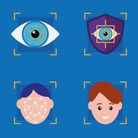 biometric verification four icons vector