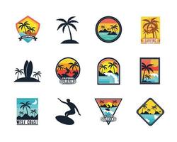 twelve surf patches vector