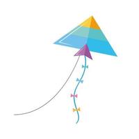 Blue and triangle kite flying vector