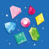 set of diamonds and gems vector
