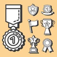 Winner medal with icon set vector