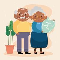 pareja de abuelos afro vector