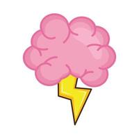 pink brain with thunder vector