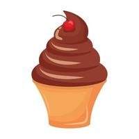 helado de chocolate en cono vector