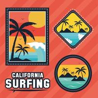 three surf patches vector