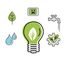 green energy six icons vector