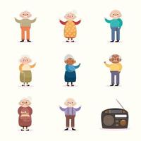 eight old characters vector