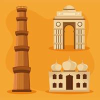 Indian landmarks set vector