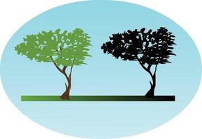 Flat style tree icon with its silhouette vector art.