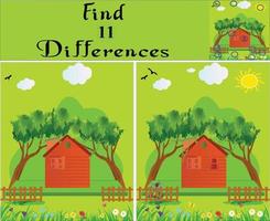 Children games Find differences Education game with beautiful landscape art vector