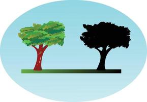 Flat style tree icon with its silhouette vector art.