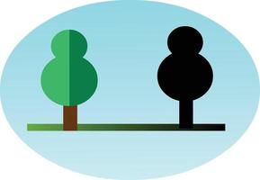 Flat style tree icon with its silhouette vector art.