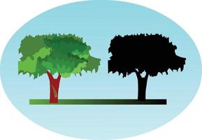 Flat style tree icon with its silhouette vector art.