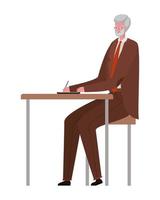 Senior man cartoon at desk vector design