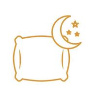 Almohada para dormir con diseño de vector de icono de estilo de línea de luna y estrellas