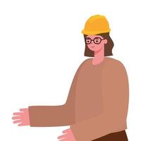woman dressed in safety helmet and glasses vector