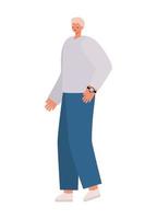 man dressed in blue jeans on whithe background vector