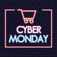 letras del cyber monday con un carro de compras